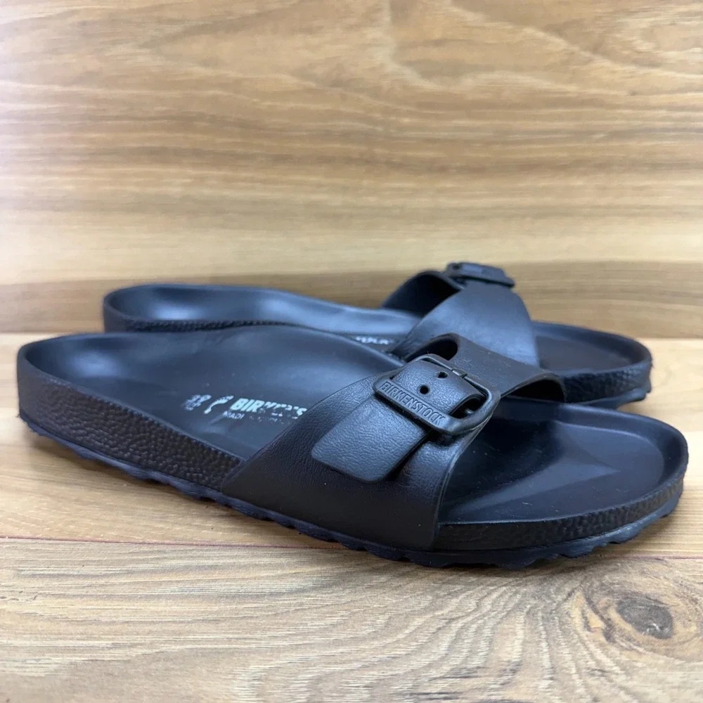 Birkenstock Arizona Eva Madrid Black Slides Womens 8 N EU 39 Slip On Rubber Walk